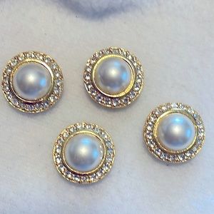 SALE!  Button Covers - Gold Tone, Rhinestone and Faux Pearl